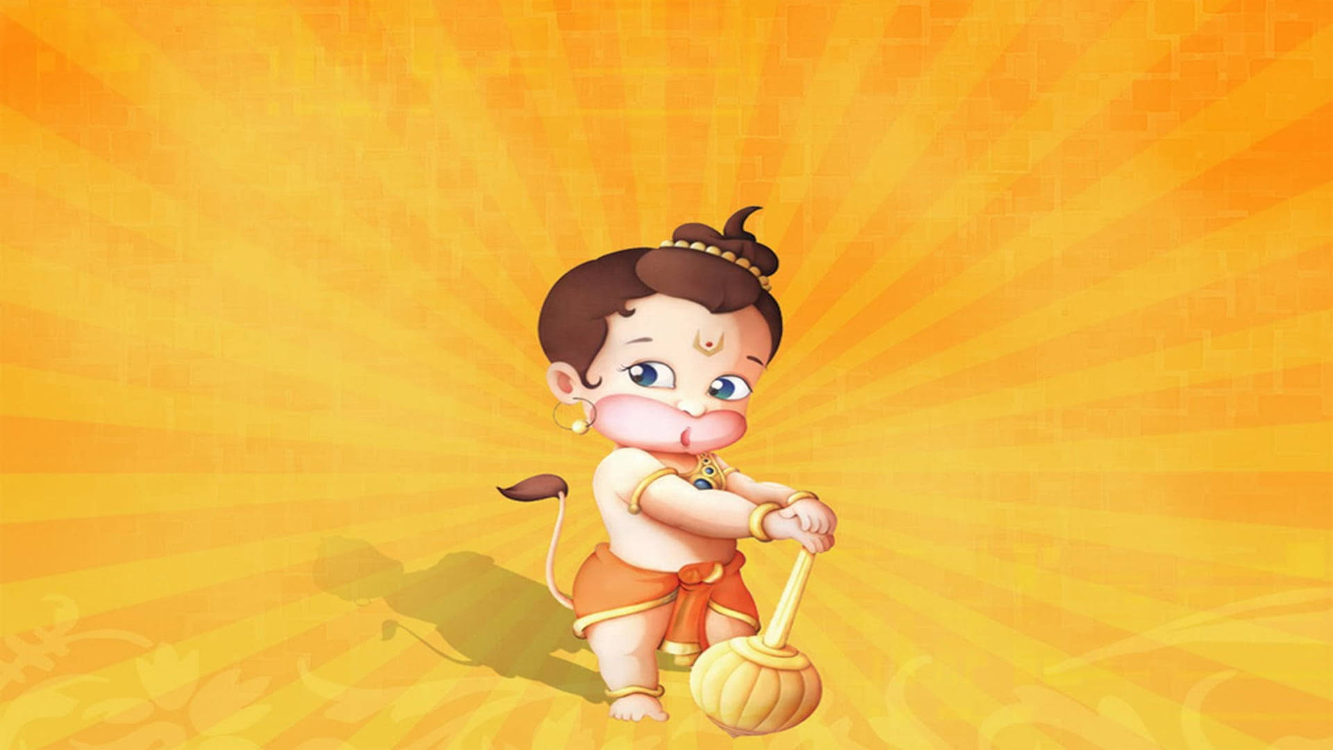 Baby God Hanuman With His Mace Background