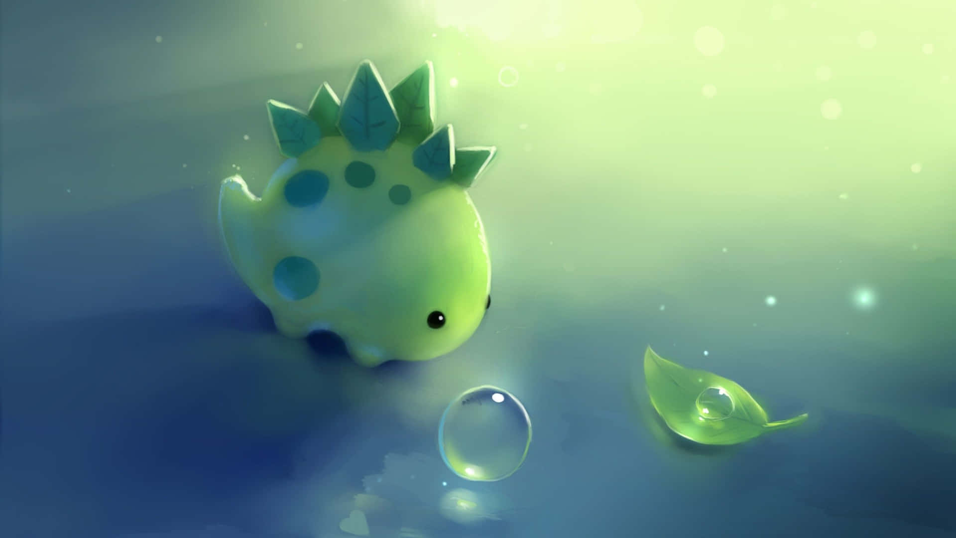 Baby Green Cute Dinosaur Desktop Background