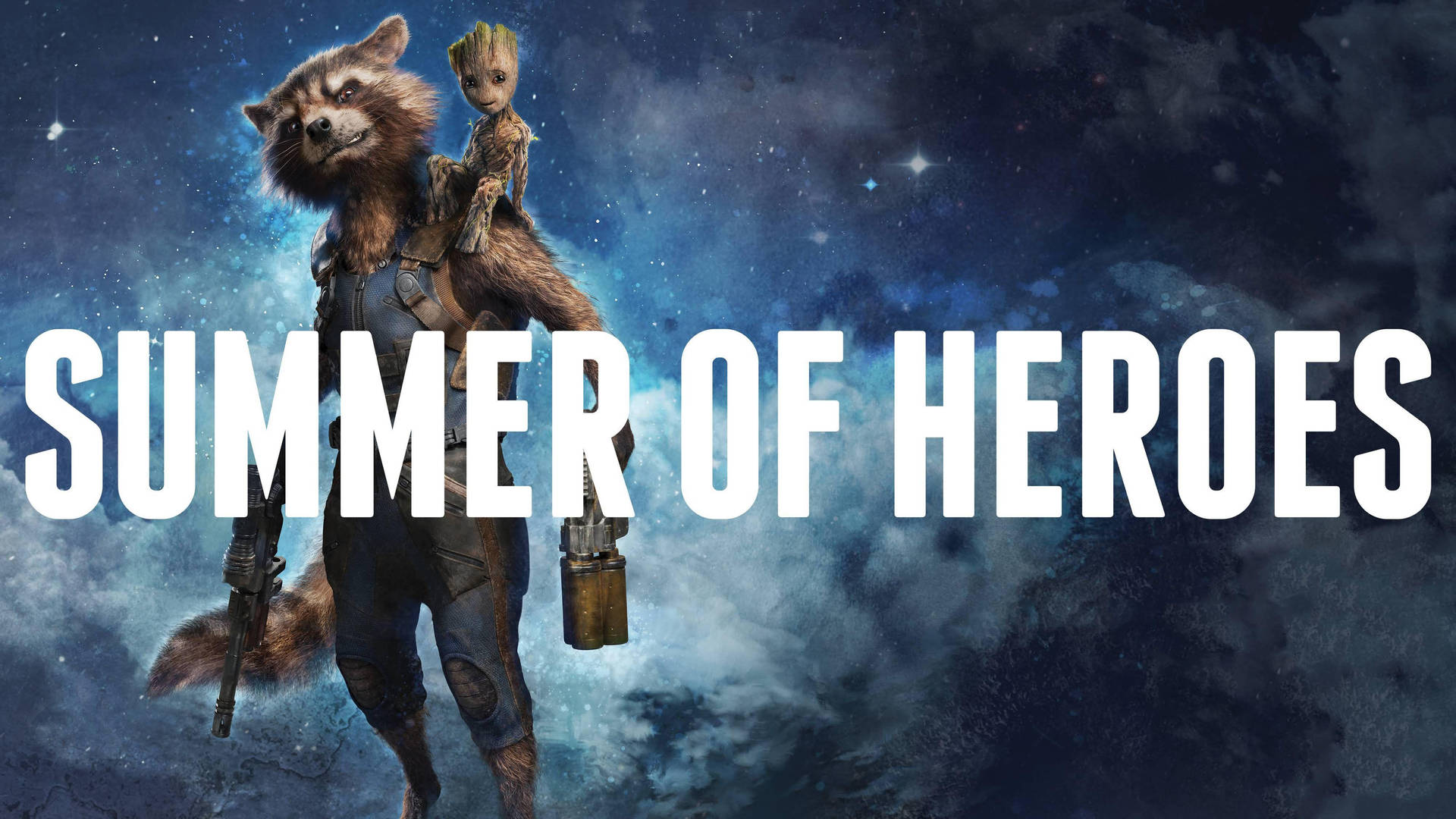 Baby Groot And Rocket Summer Of Heroes Background