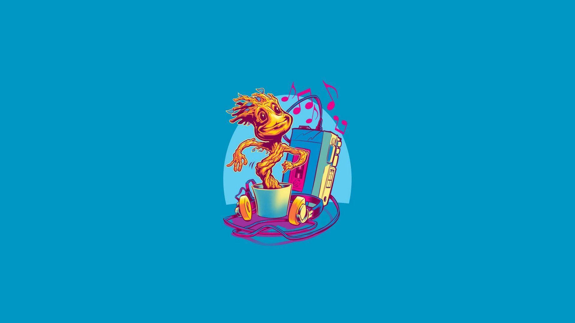 Baby Groot Cassette Player Background