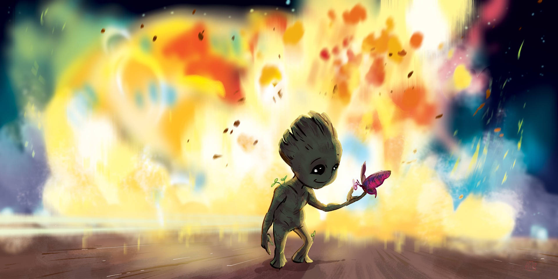 Baby Groot Explosion Background