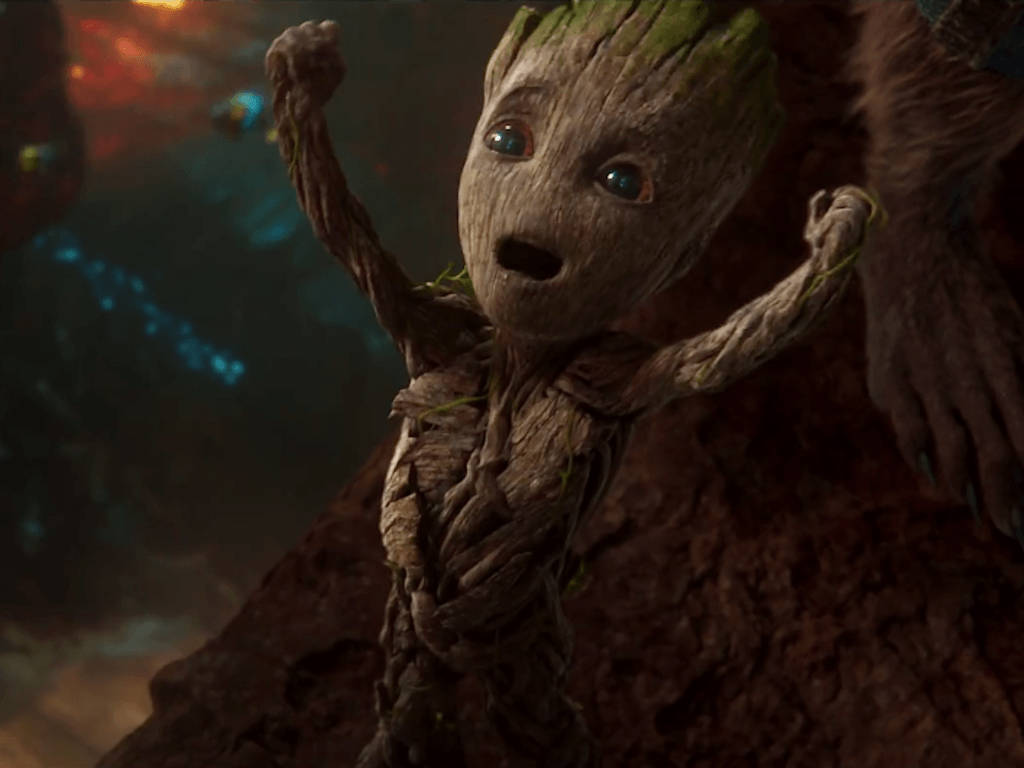 Baby Groot Lifted Arms Background