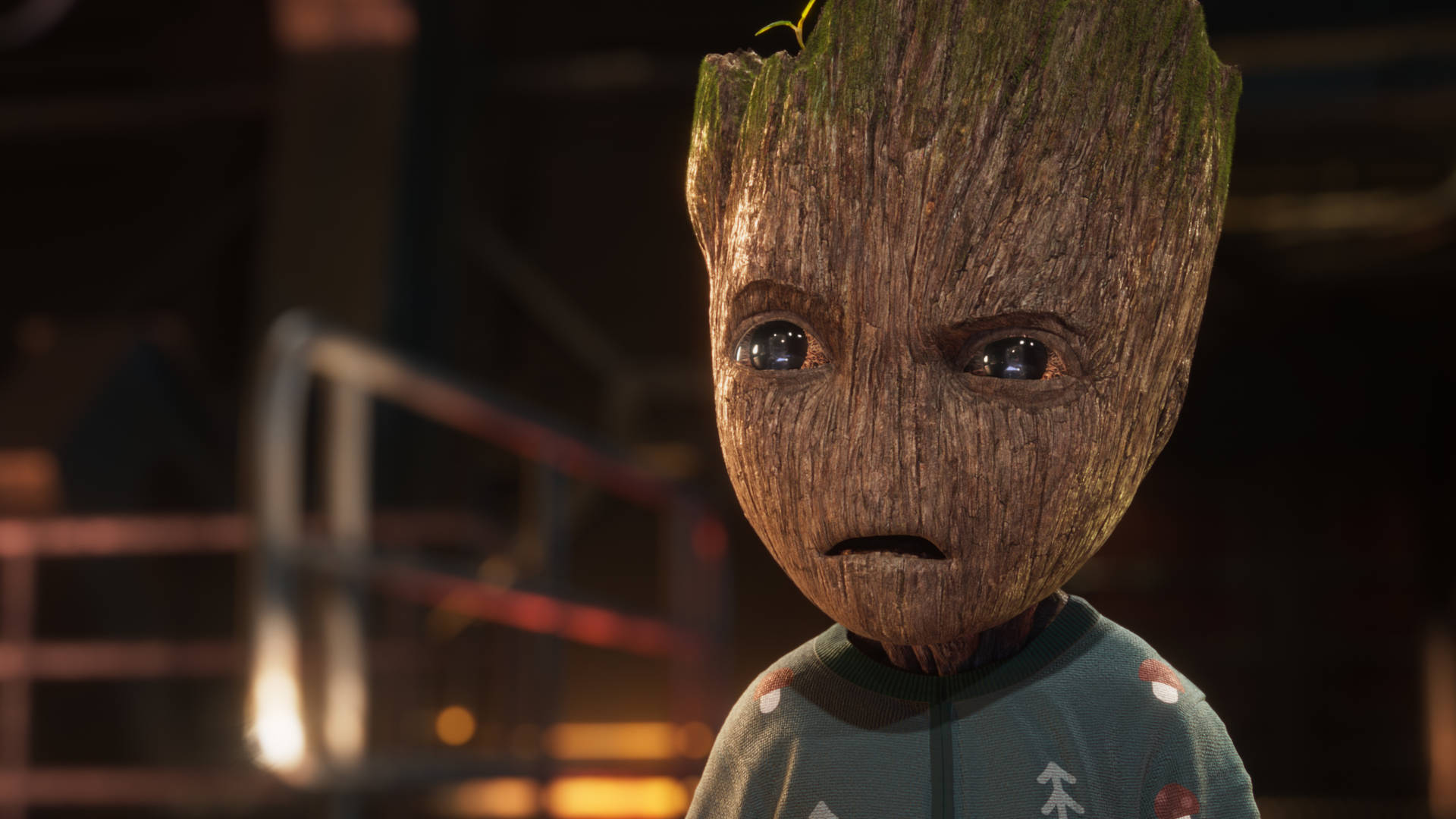 Baby Groot Wearing A Christmas Sweater Background