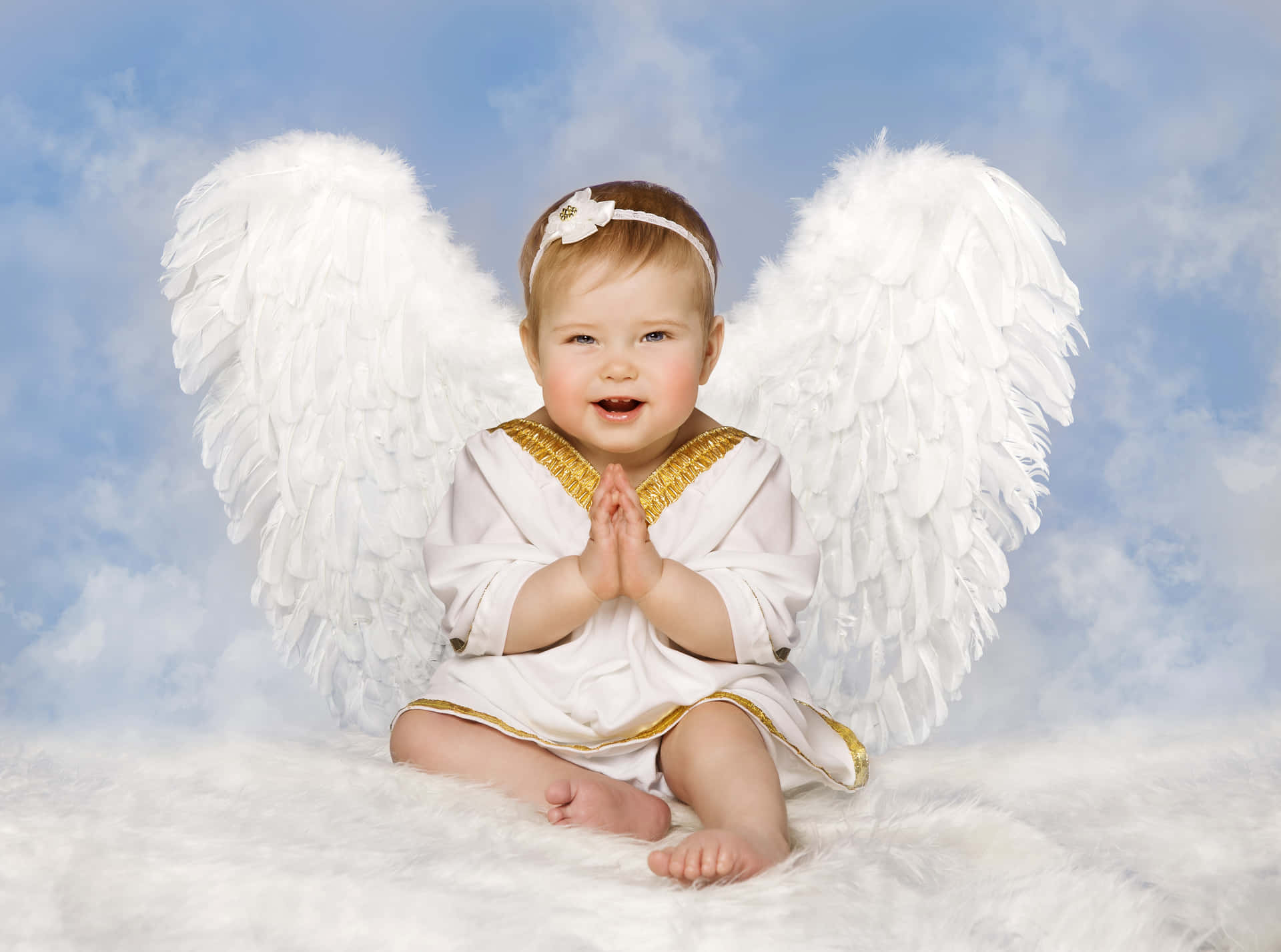 Baby Guardian Angels Smiling Background