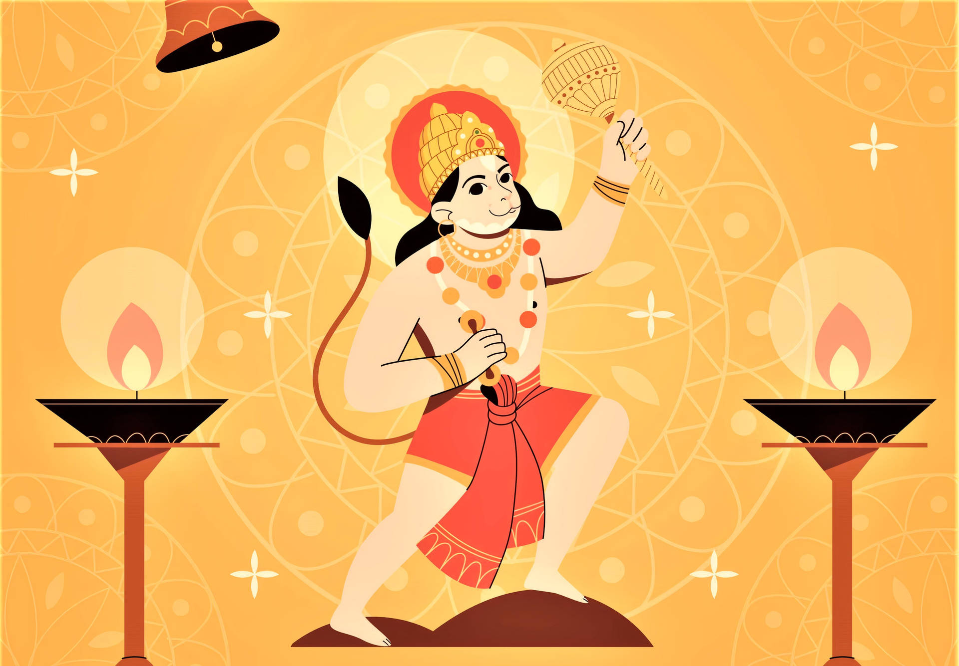 Baby Hanuman Candle Lights Background