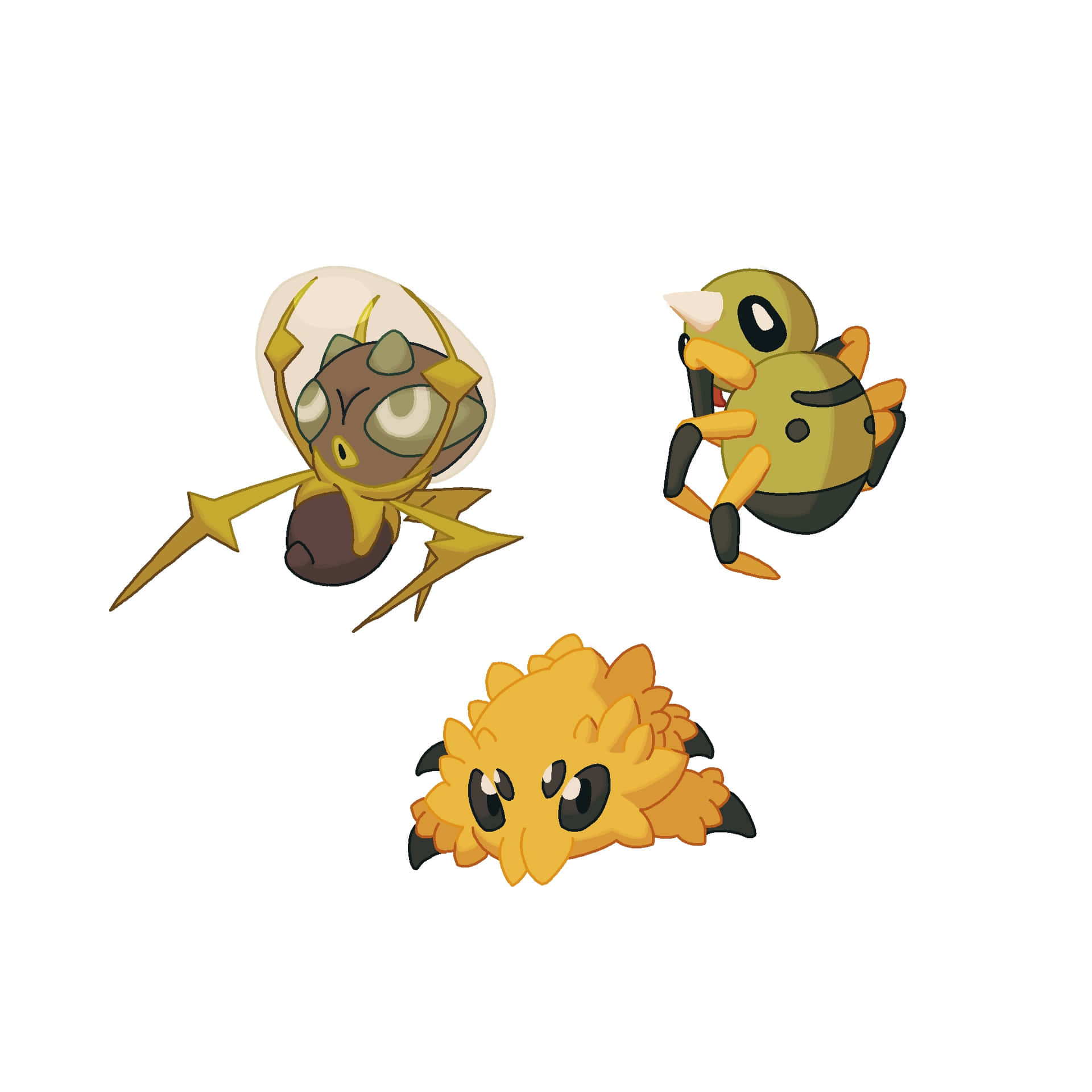 Baby Joltik, Spinarak, And Dewpider Background