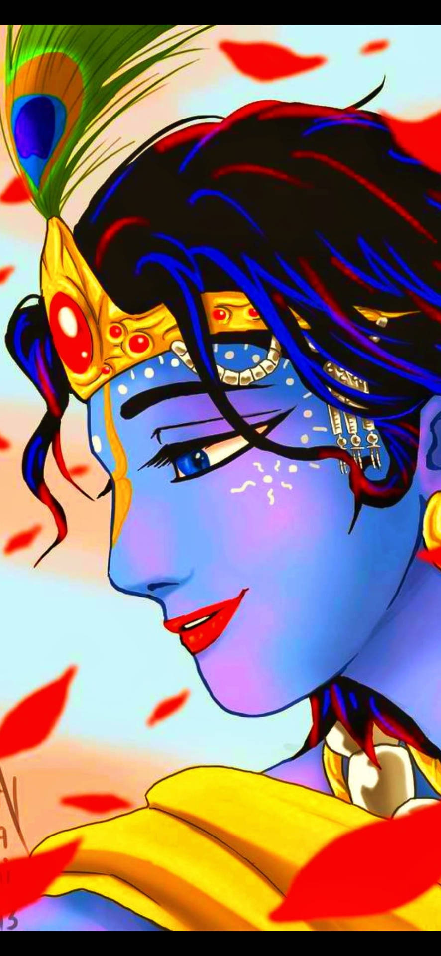 Baby Krishna Hd Colorful Drawing Background