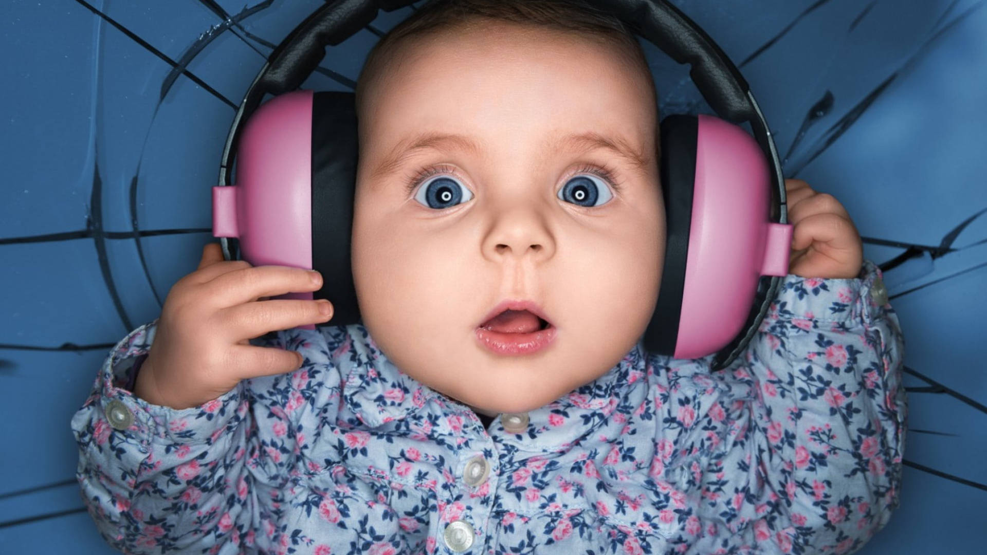 Baby Love Wearing Headphones Background