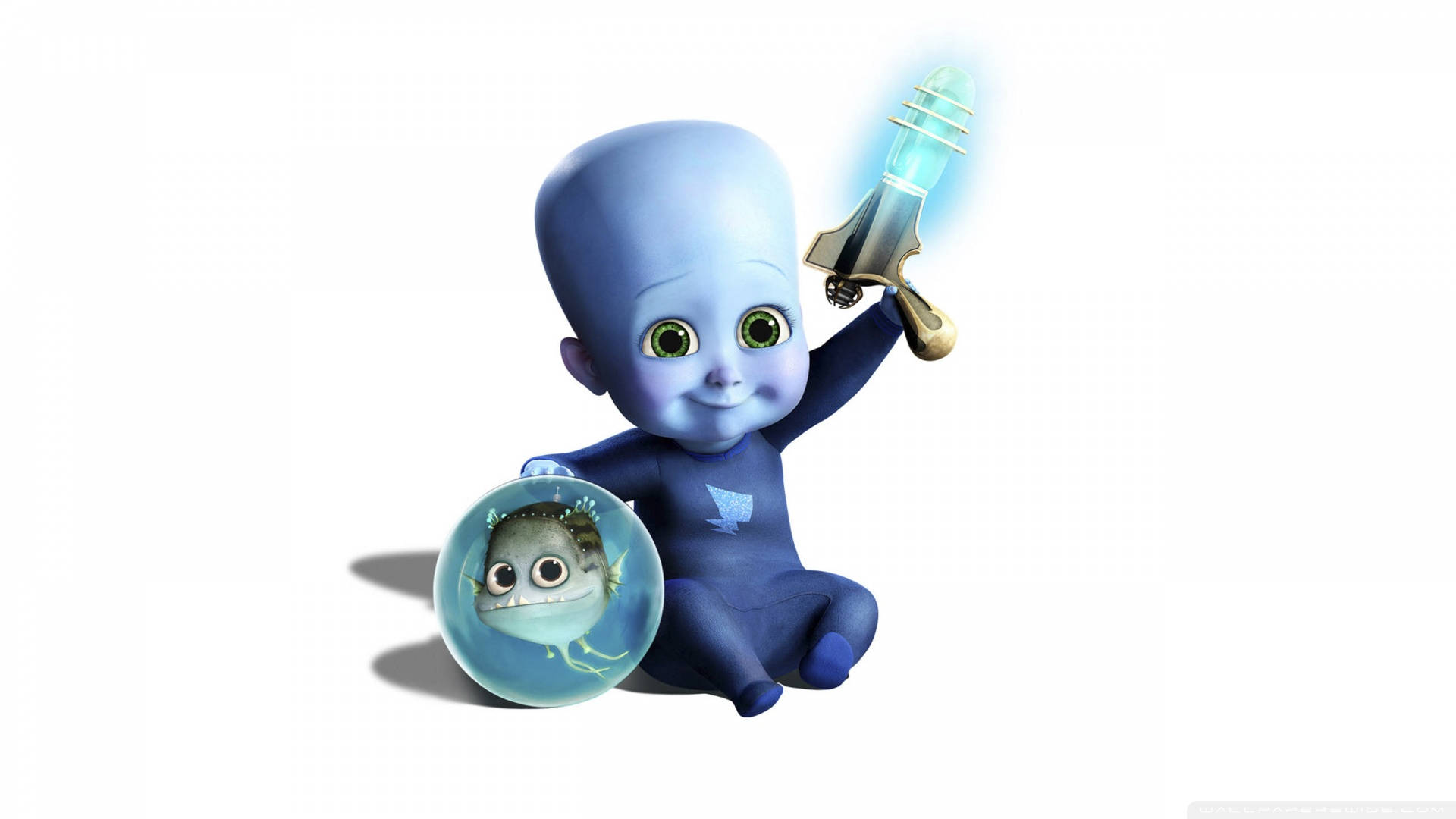 Baby Megamind Sitting And Happy Background
