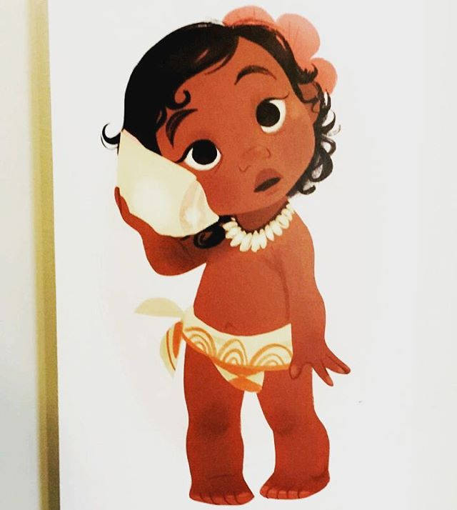 Baby Moana And Conch Background