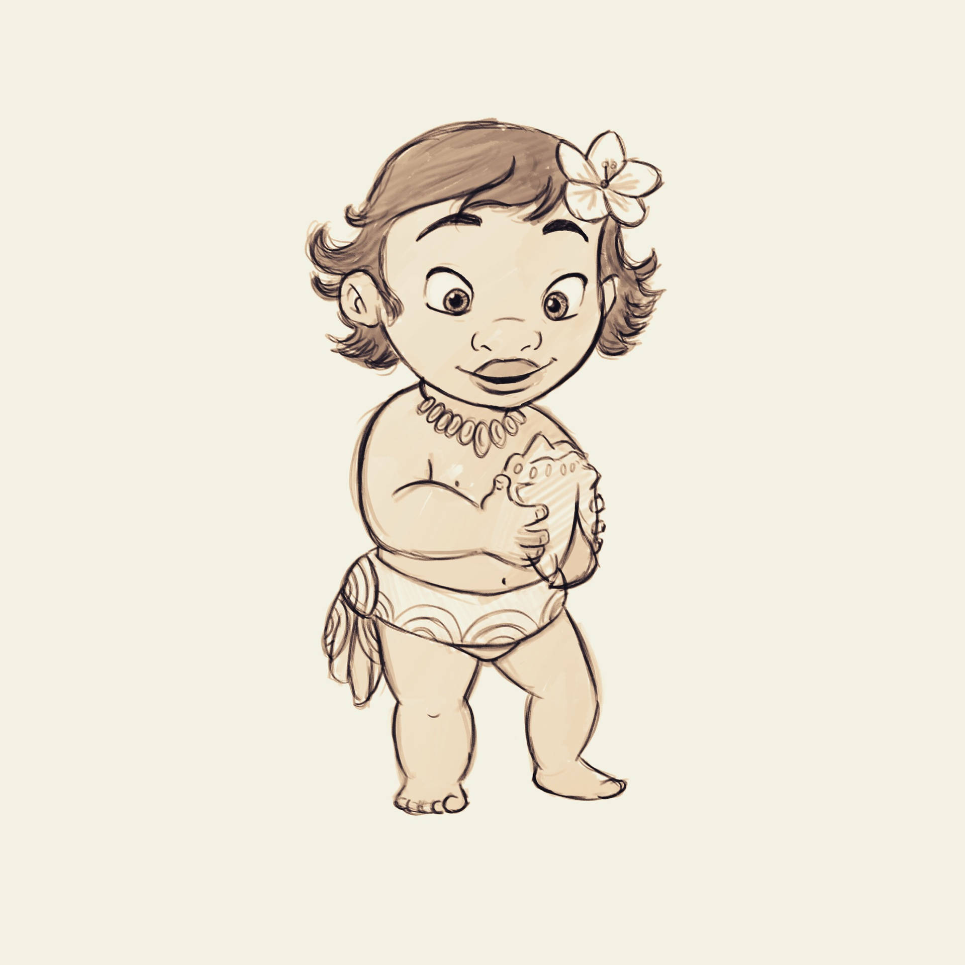 Baby Moana Hand Drawn Background