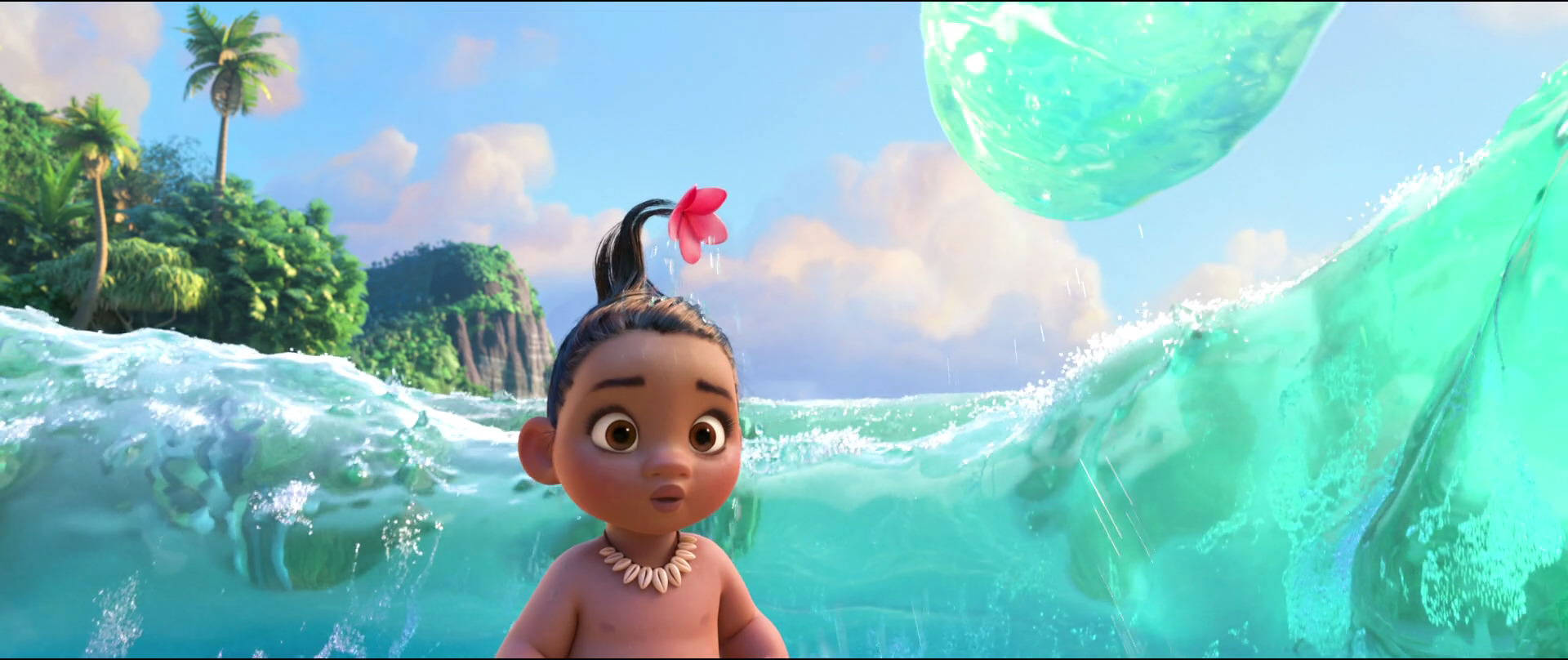 Baby Moana With Ocean Background