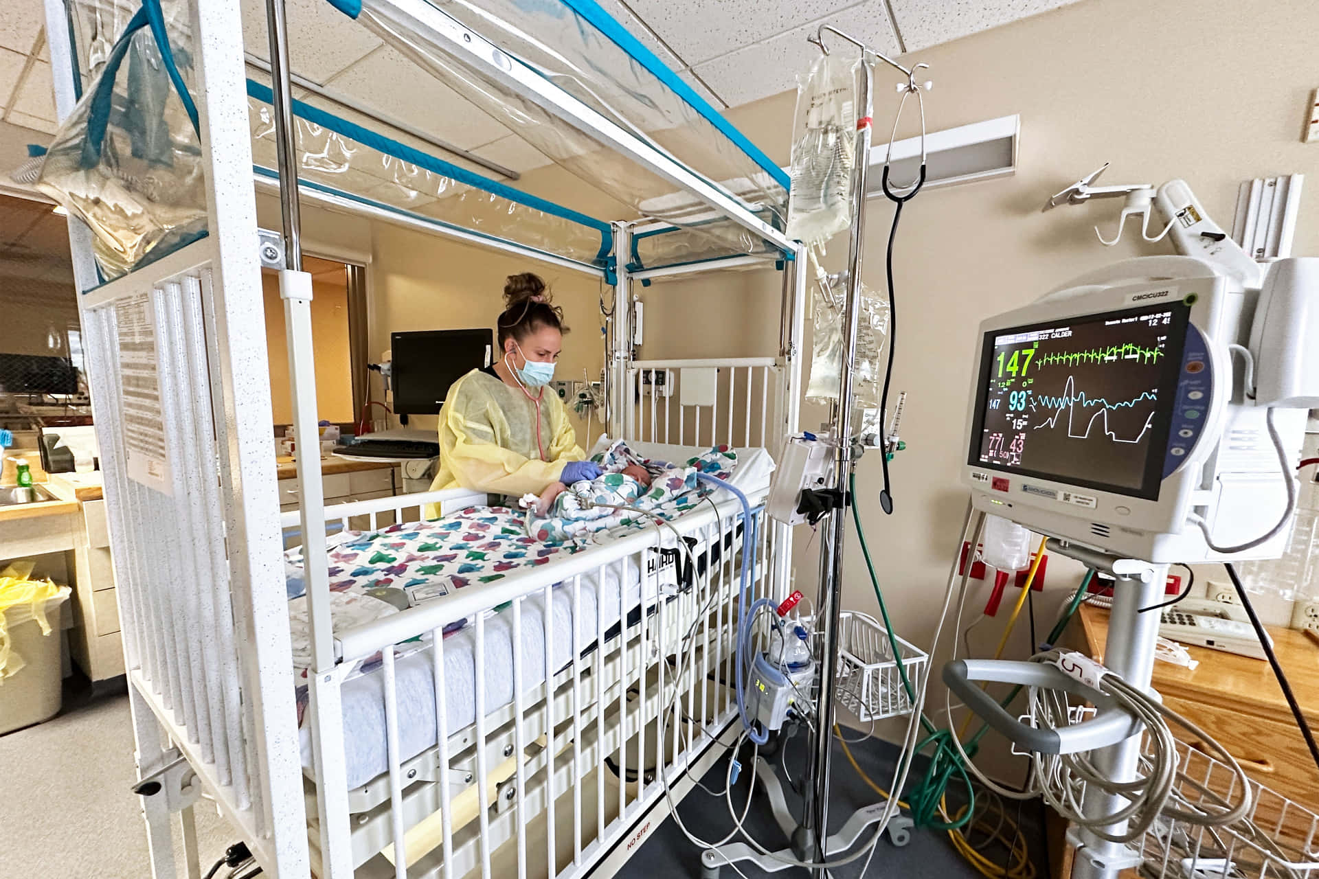 Baby On A Hospital Bed Background