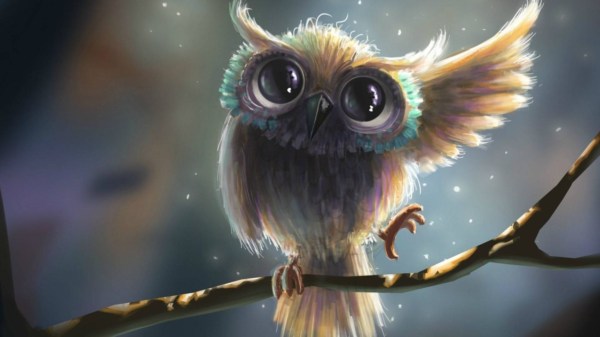 Baby Owl Lifting Wing Background