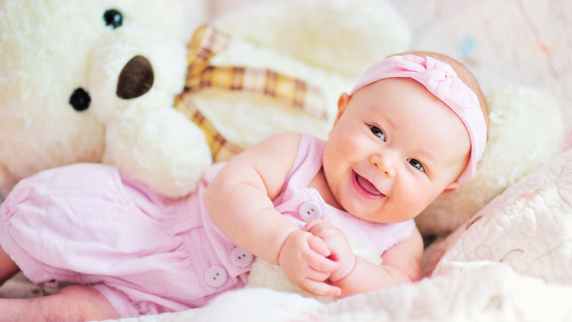 Baby Photography Infant With Teddy Bear Background