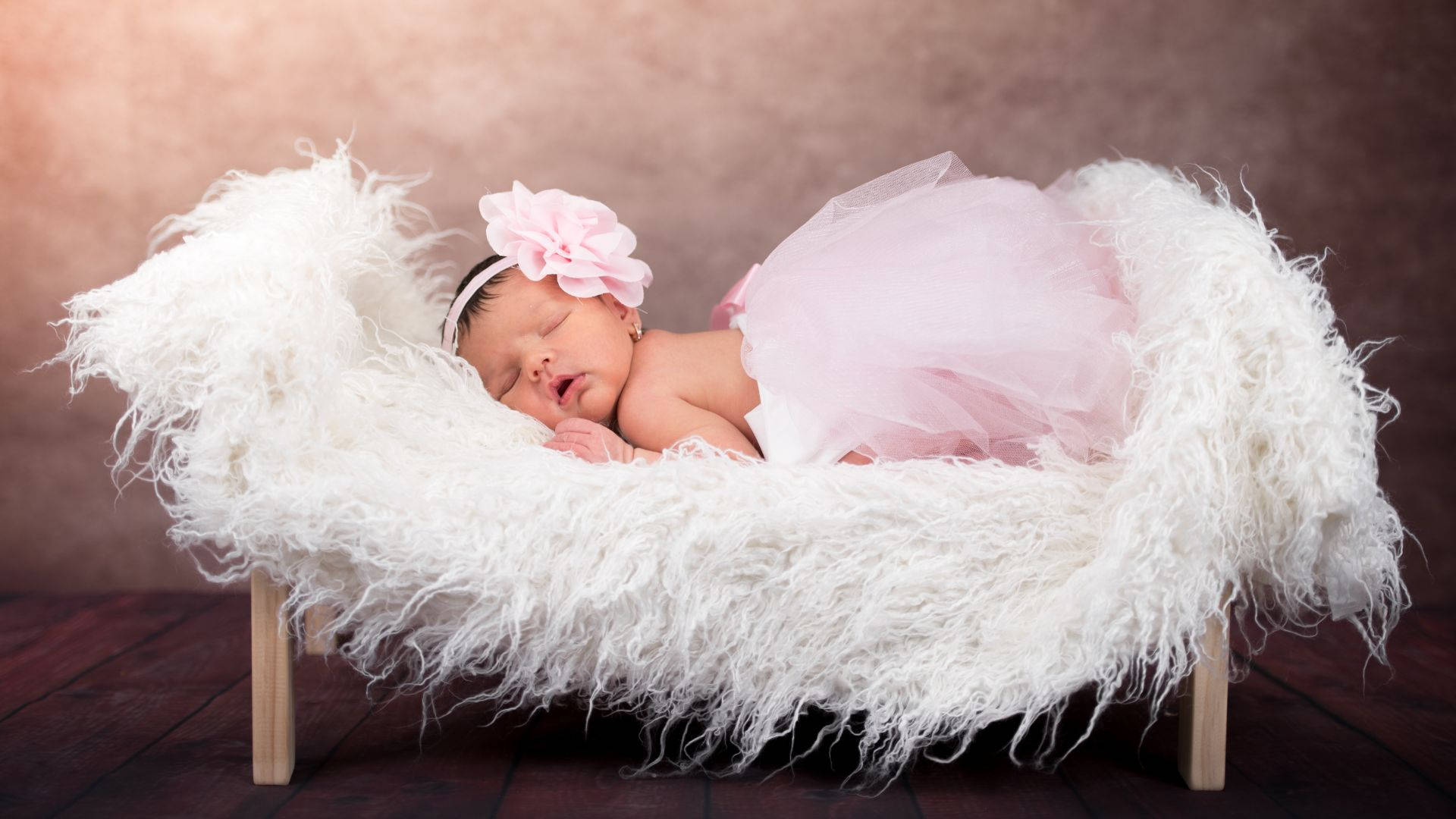 Baby Photography Newborn In Pink Dress Background