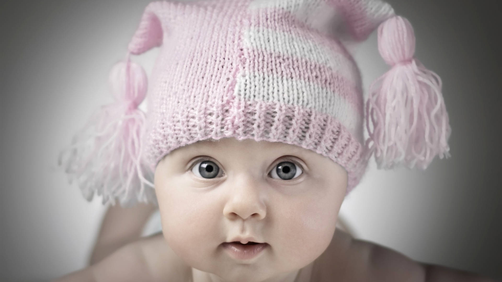 Baby Photography With Pink Crochet Bonnet Background