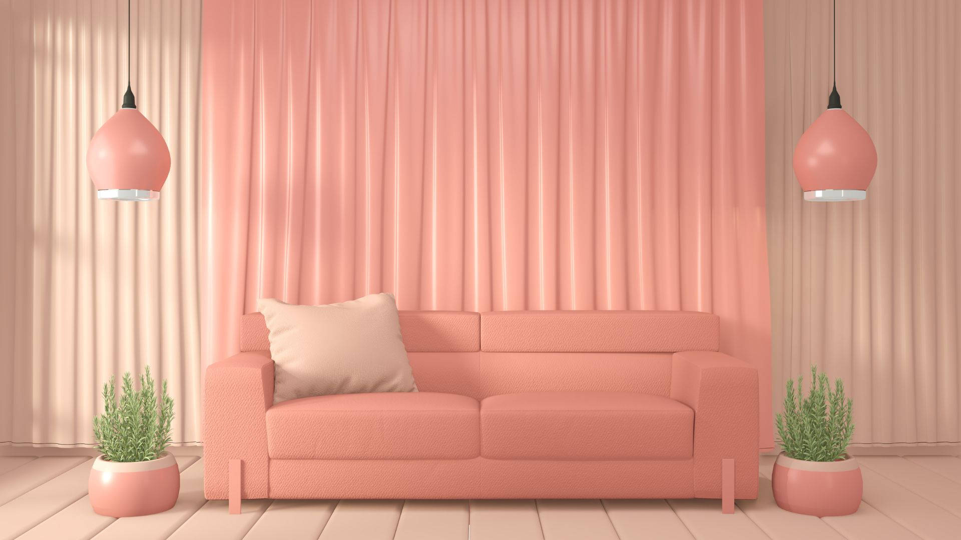 Baby Pink Aesthetic Living Room Background