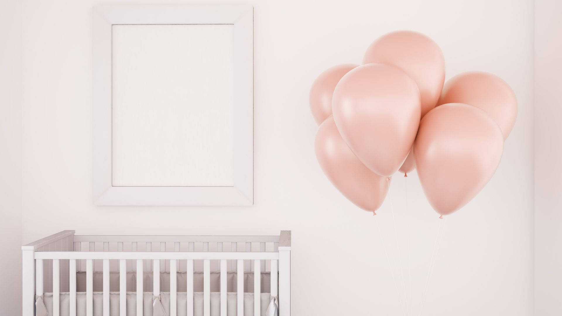 Baby Pink Balloons In A Charming Baby's Room Background