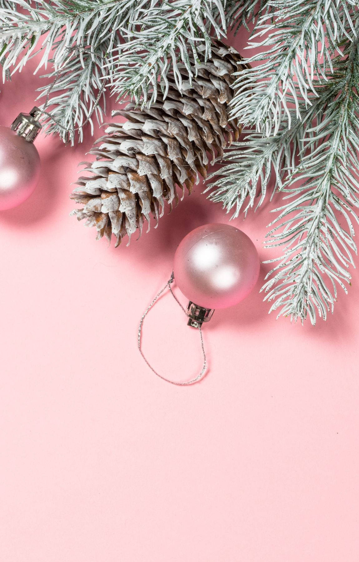 Baby Pink Christmas Ornaments Background