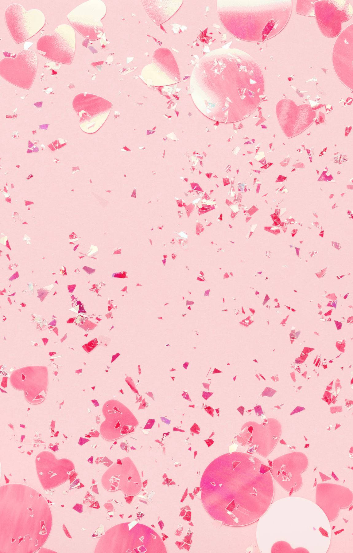 Baby Pink Confetti And Hearts Background