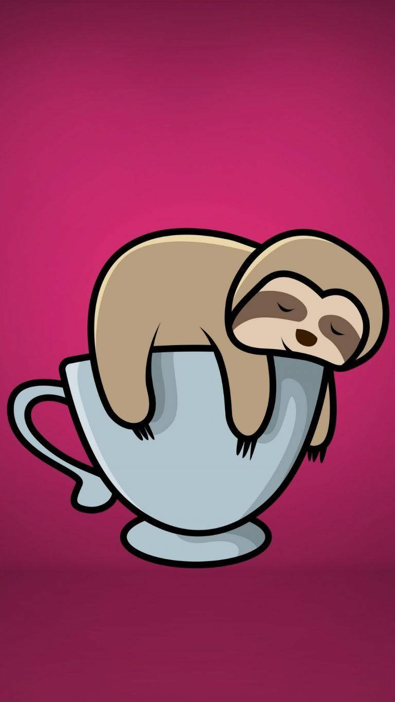 Baby Sloth On A Cup Background