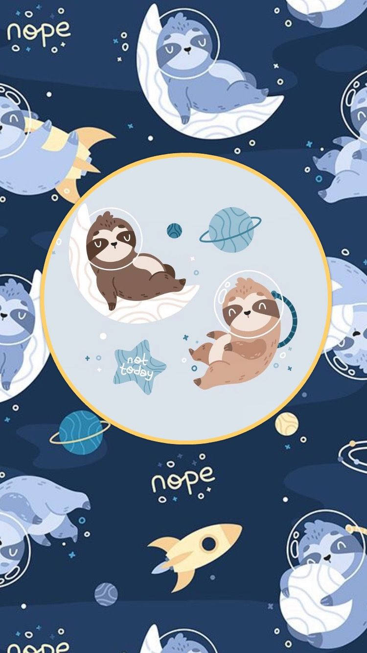 Baby Sloths In Outer Space Background