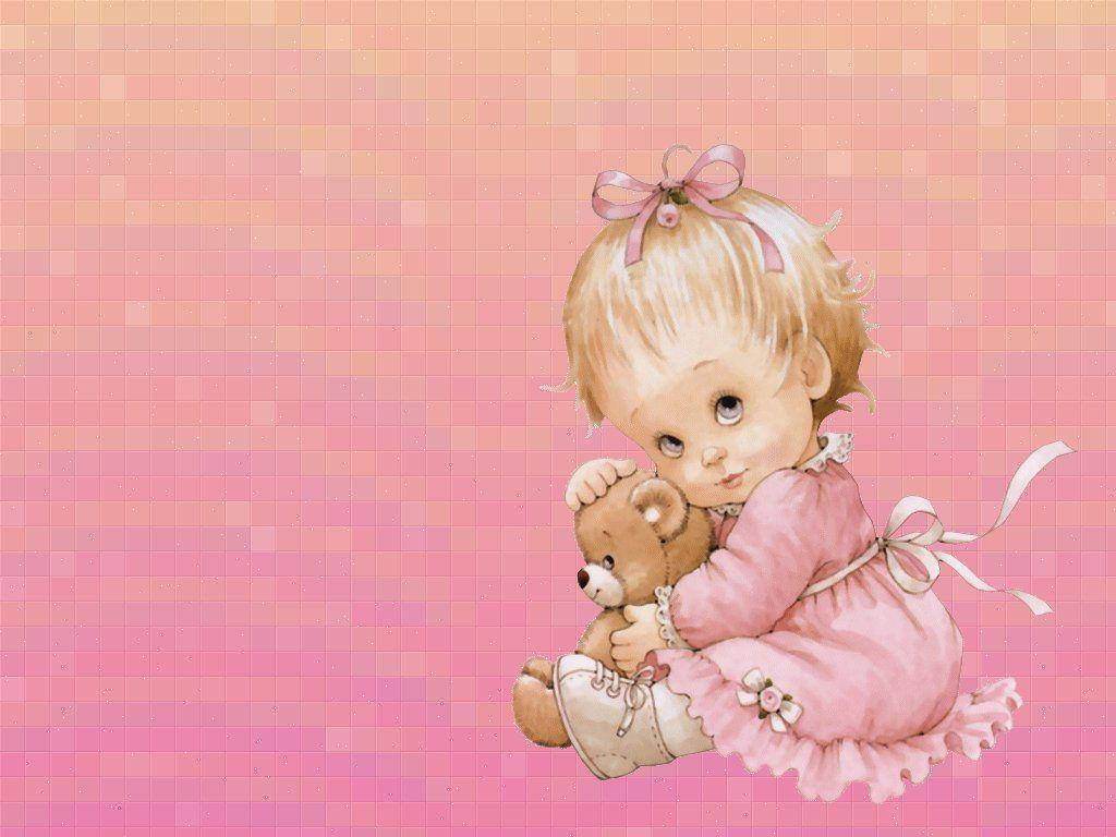 Baby With Teddy Cute Computer Background