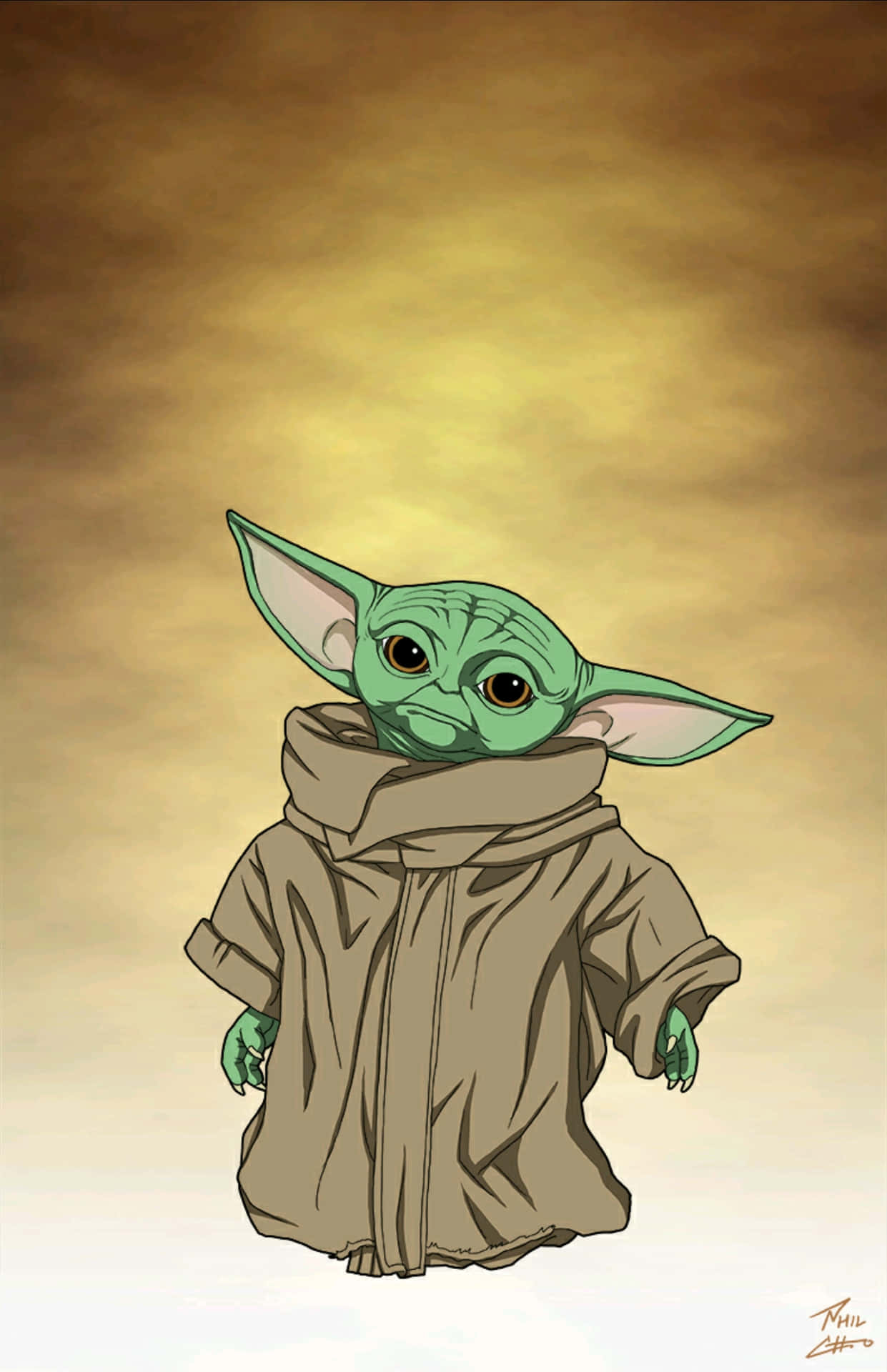 Baby Yoda Aesthetic Illustration Background