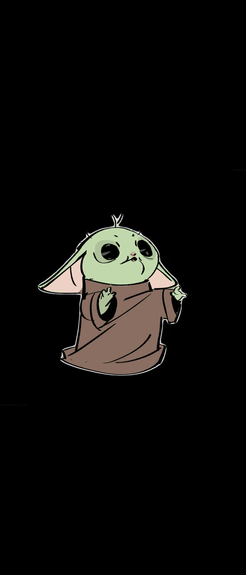 Baby Yoda Aesthetic On Black Background Background