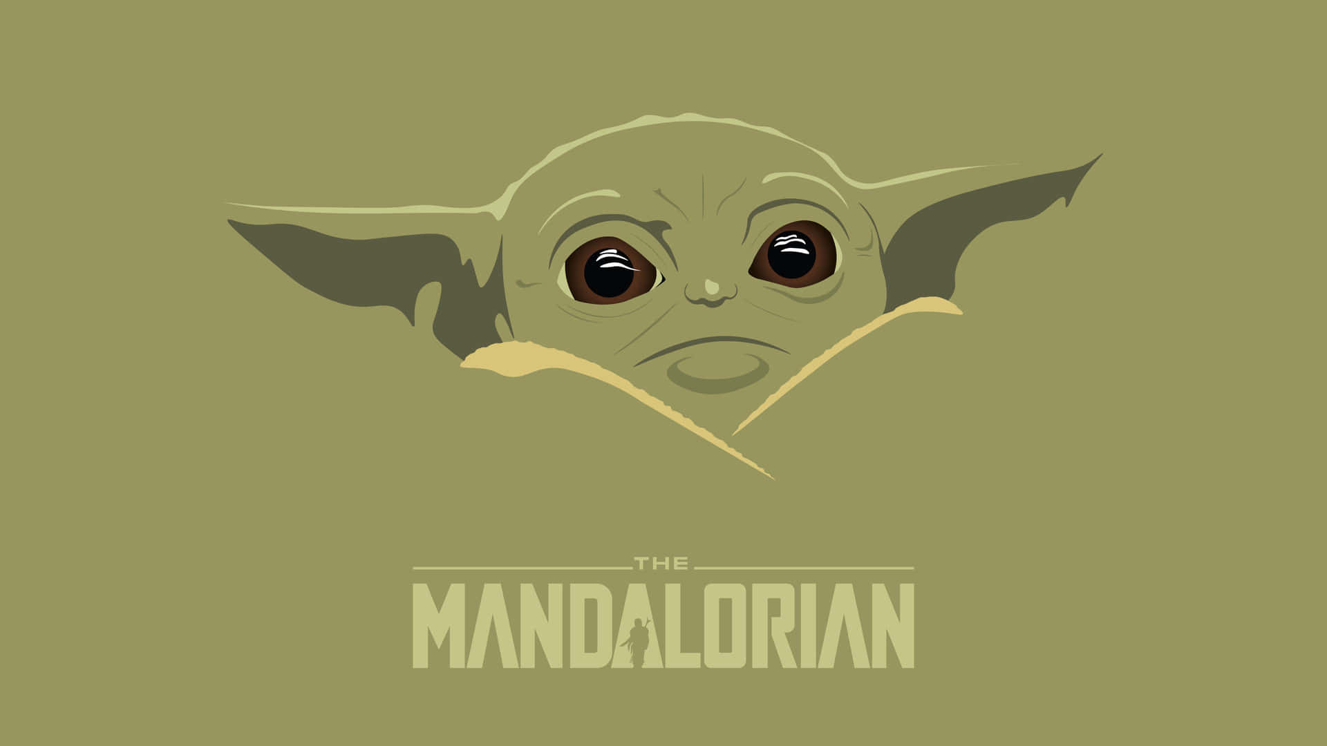 Baby Yoda Aesthetic On Olive Background Background