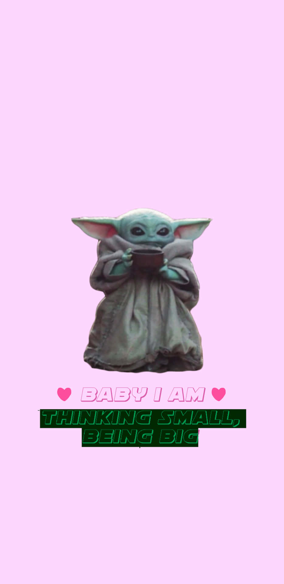 Baby Yoda Aesthetic On Pink Background