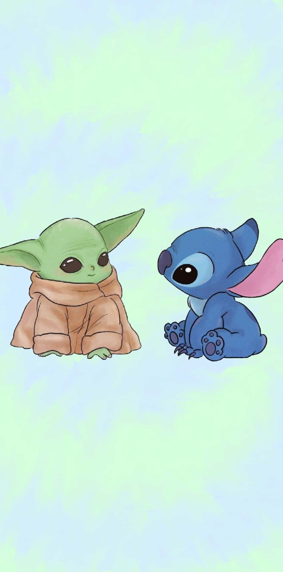 Baby Yoda Aesthetic With Stitch Background