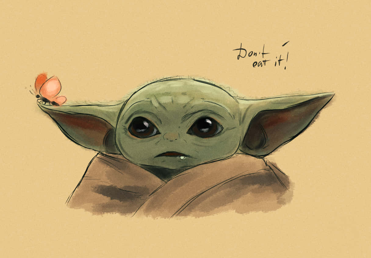 Baby Yoda Cartoon Painting Background