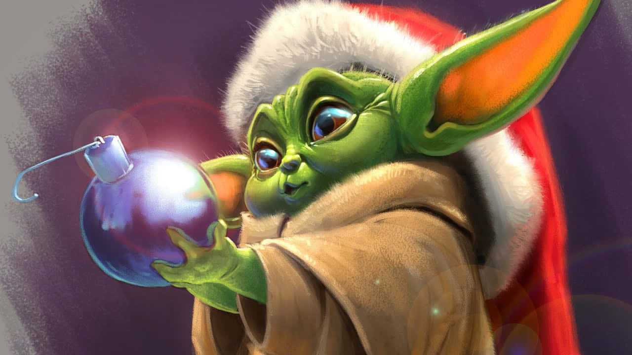 Baby Yoda Christmas Art Desktop Background