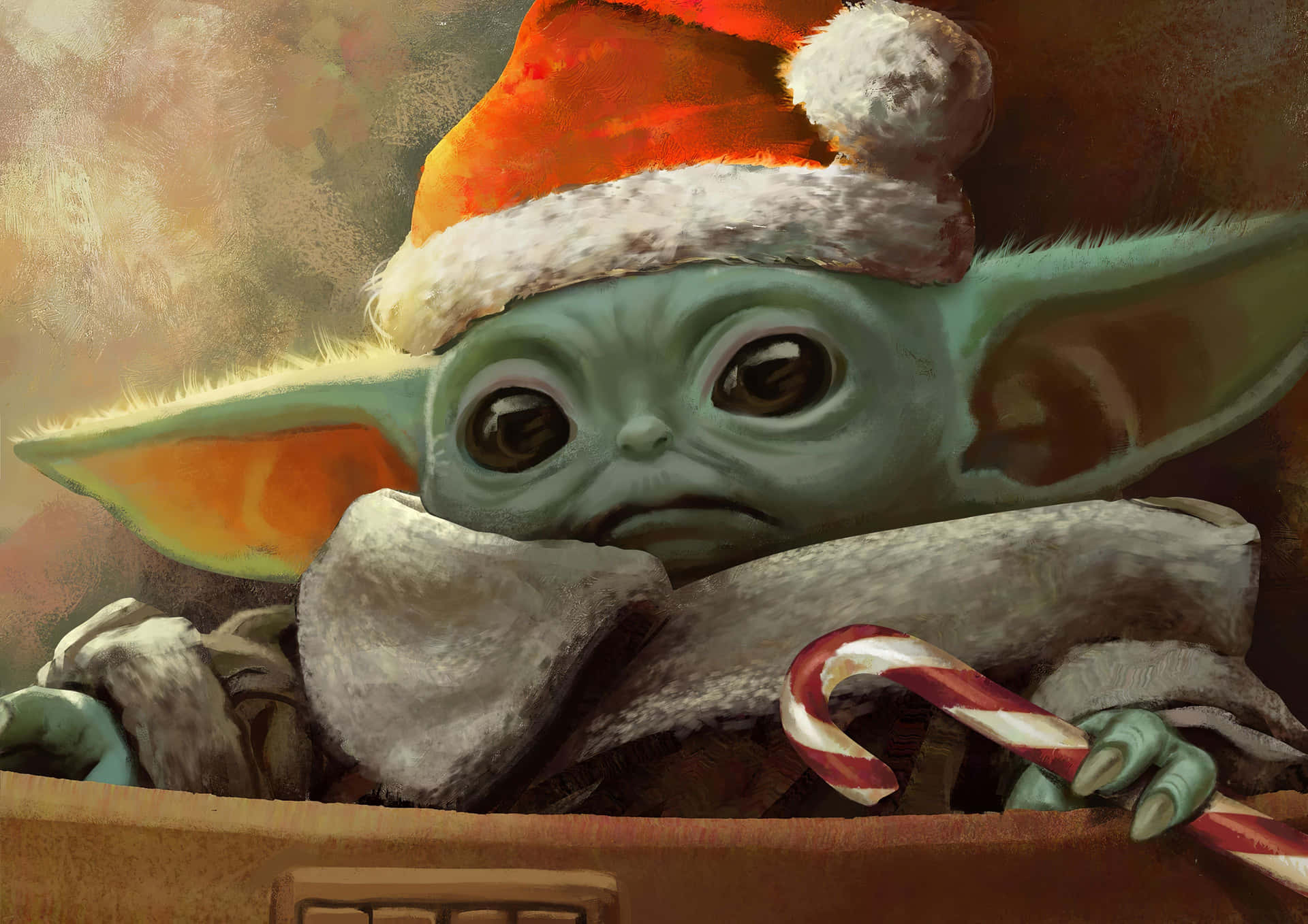 Baby Yoda Christmas Candy Cane Background