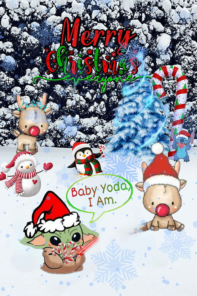 Baby Yoda Christmas Friends Background