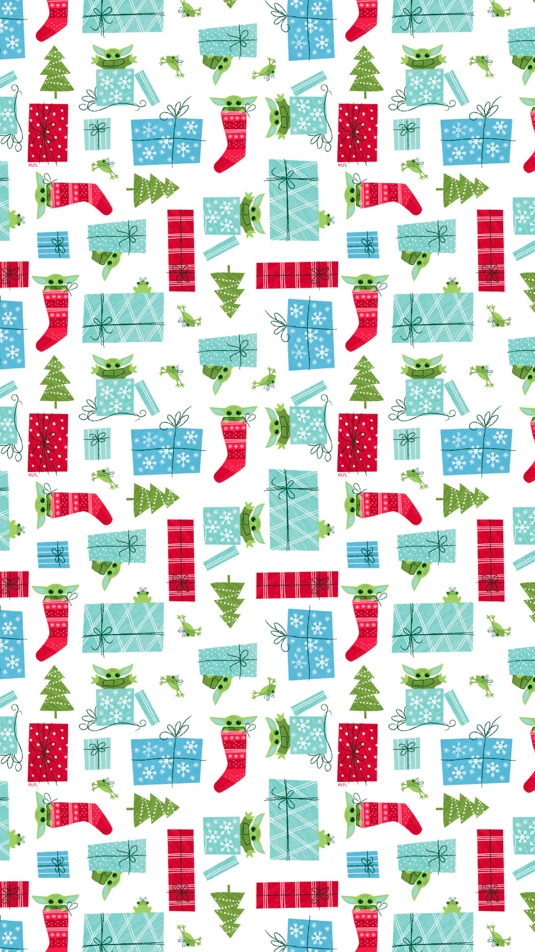 Baby Yoda Christmas Pattern Background