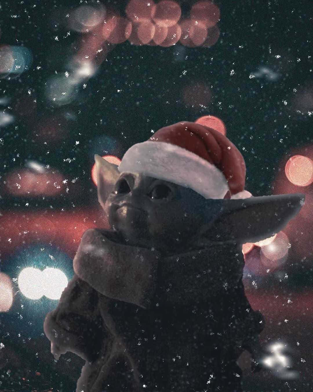 Baby Yoda Christmas Snow Background