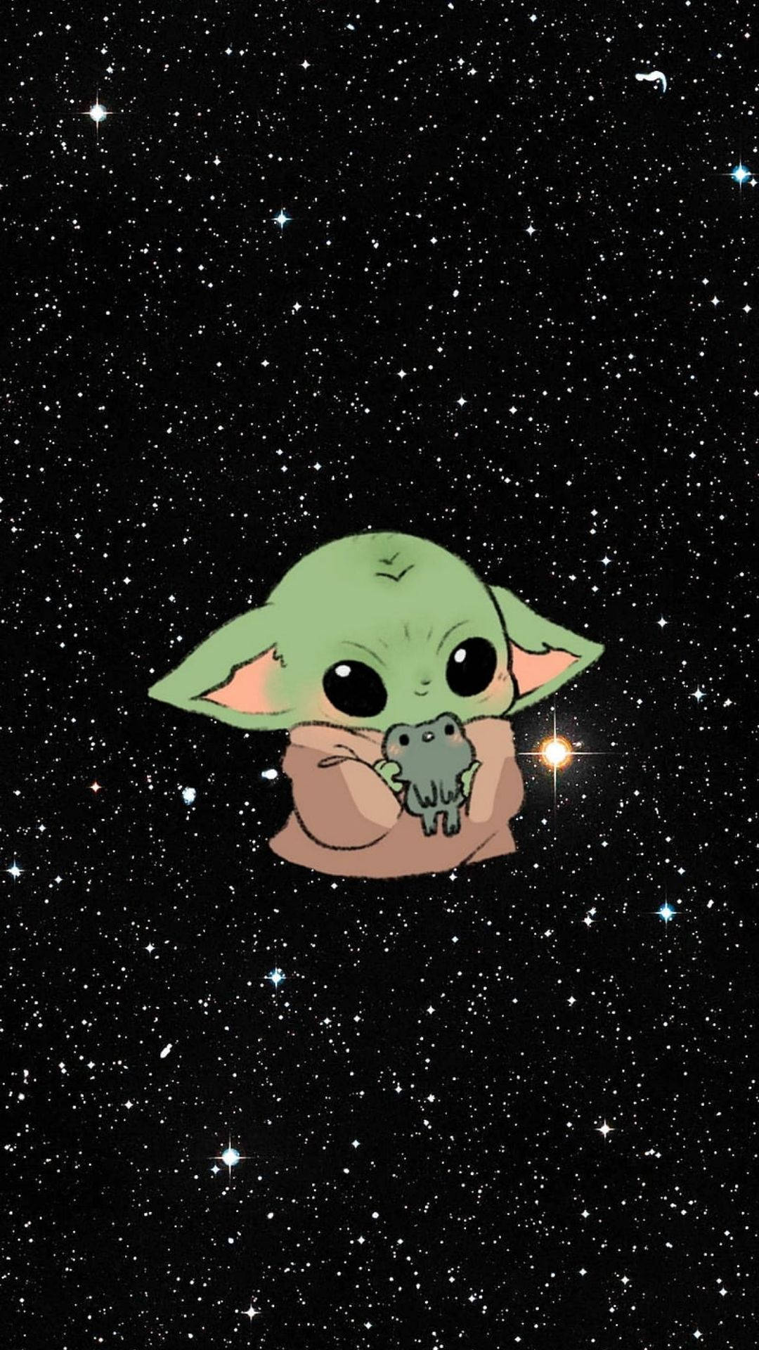 Baby Yoda In Cute Galaxy Background