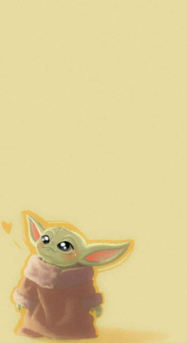 Baby Yoda In Yellow Iphone Background