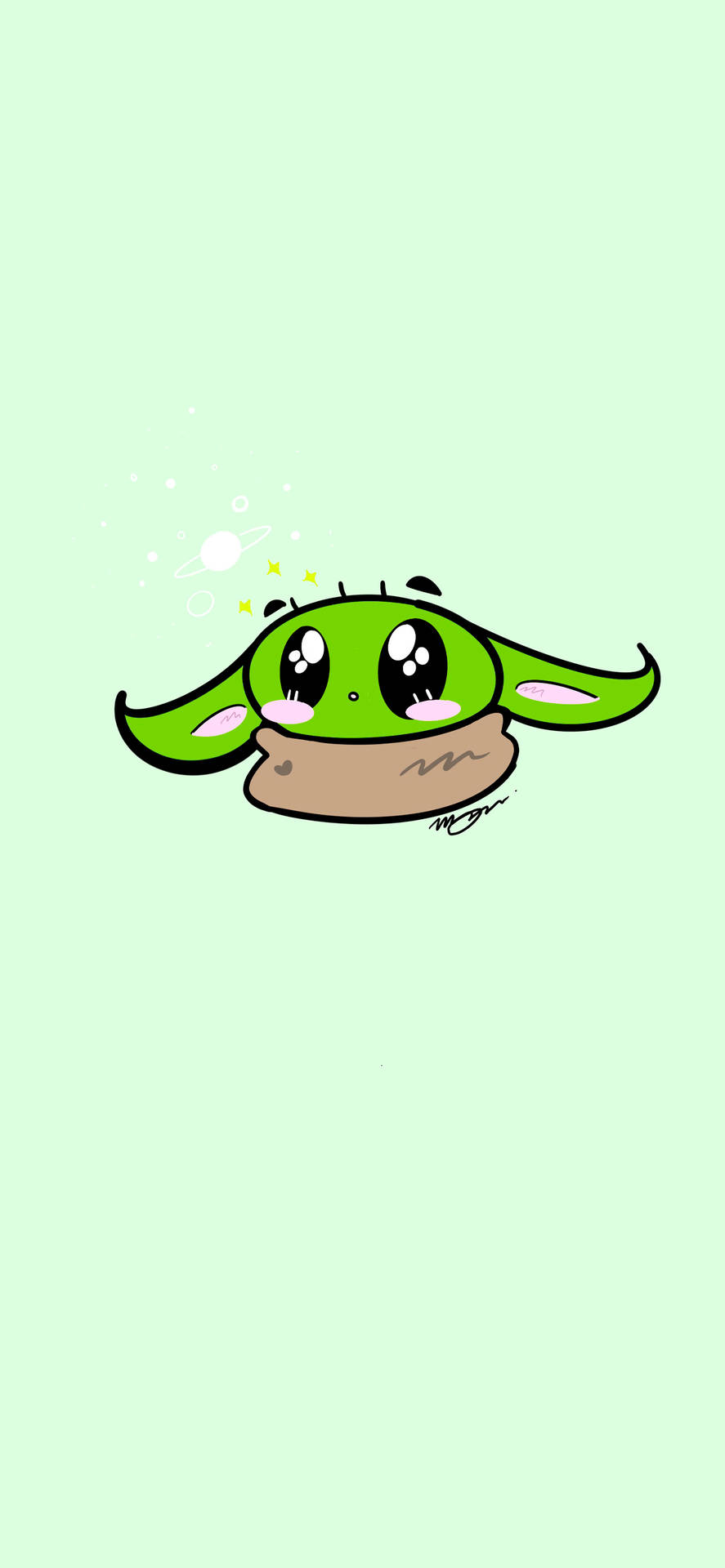 Baby Yoda Pastel Green Background