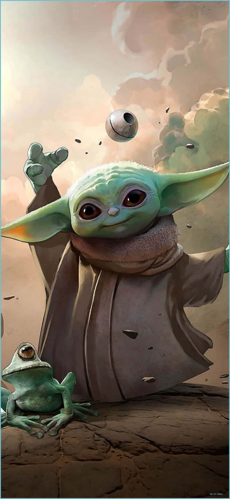 Baby Yoda Raising Arm Iphone Background