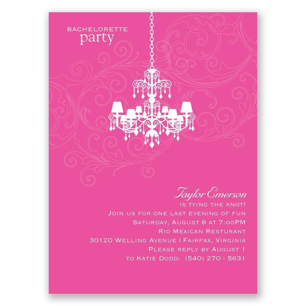 Bachelorette Party Invite With Chandelier Background