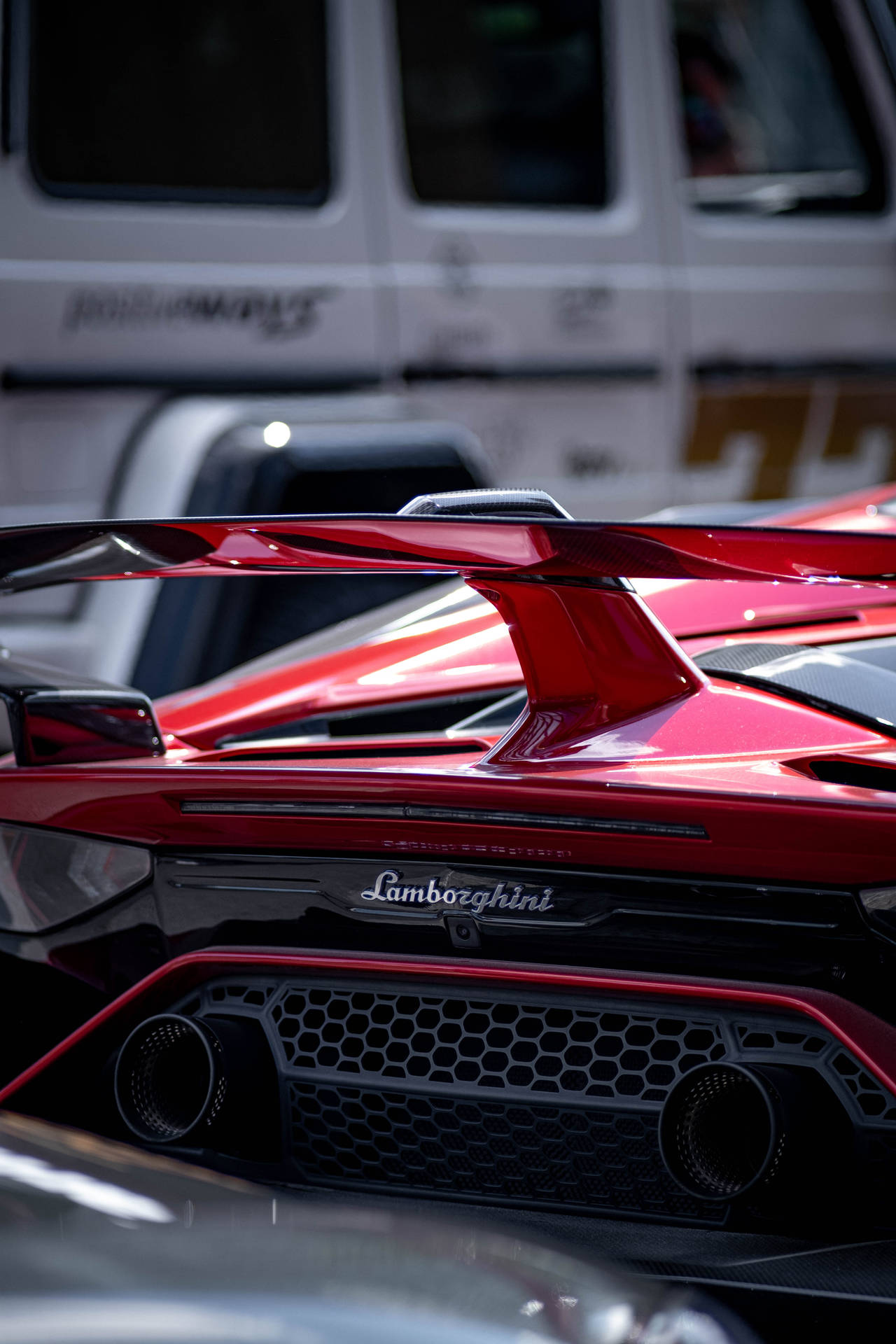 Back Of Red Lamborghini Galaxy Background