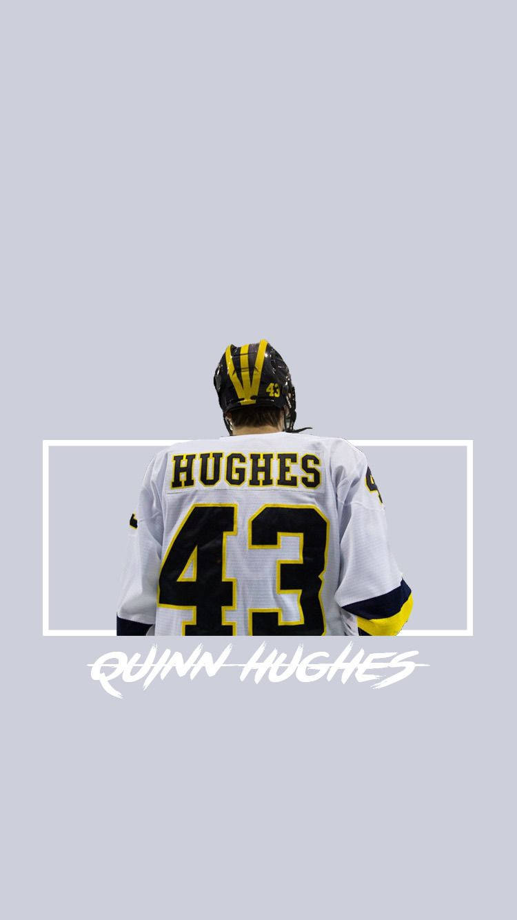 Back Portrait Of Quinn Hughes With Name And Jersey Number Background