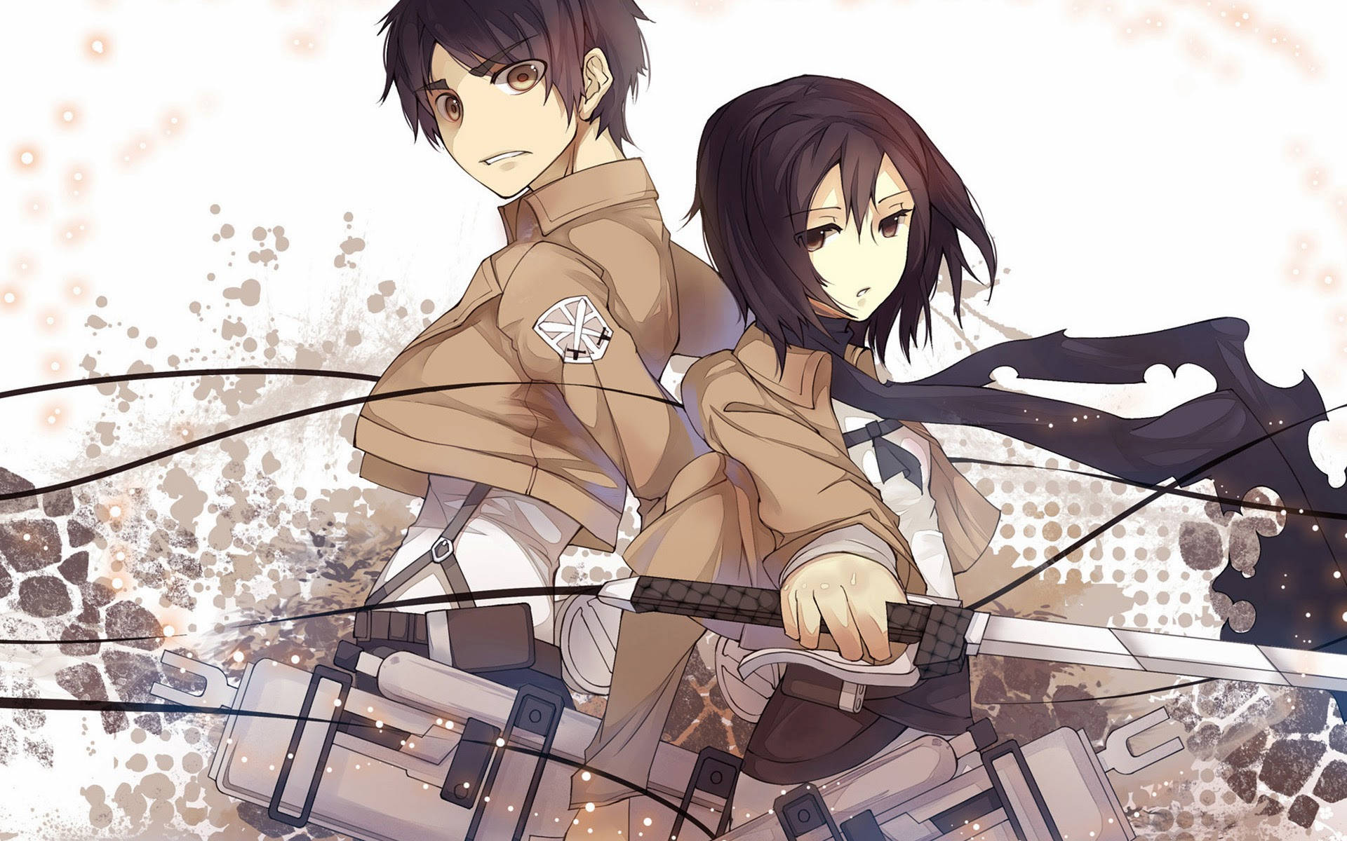 Back-to-back Eren Mikasa Cute