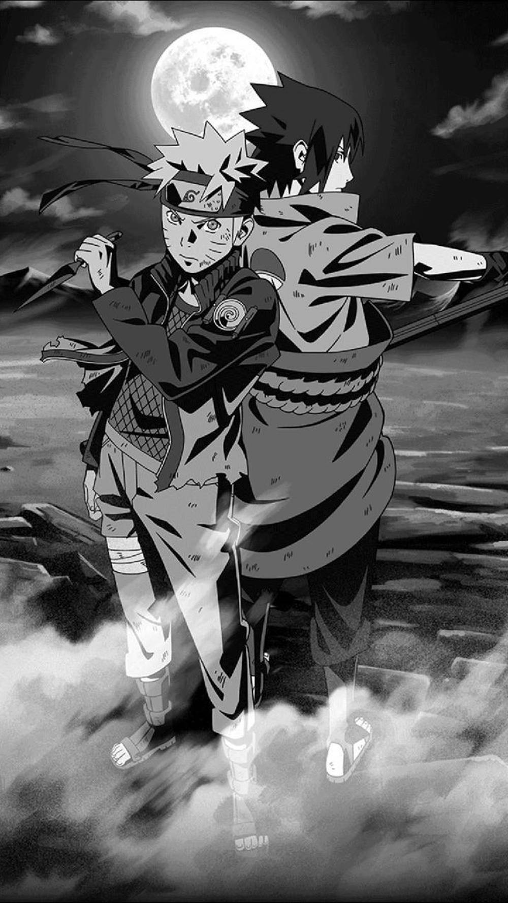 Back To Back Sasuke And Naruto Black Background