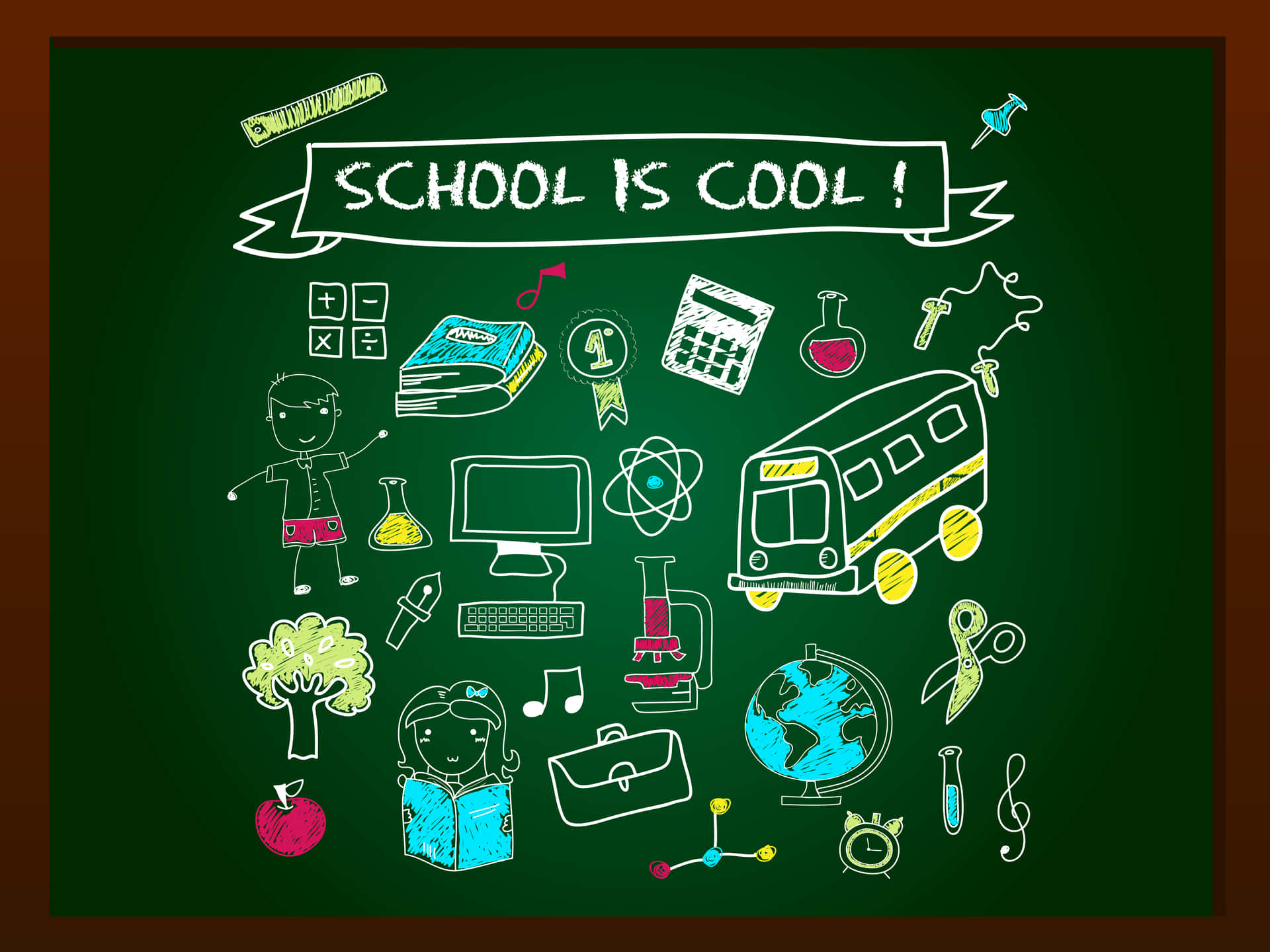 Back To School Chalkboard Doodle Background