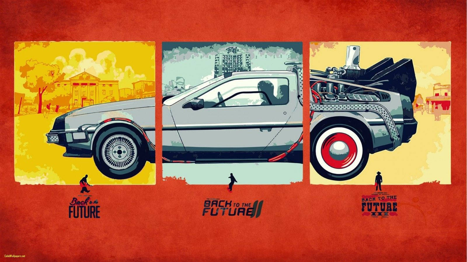 Back To The Future Delorean Red Poster Background